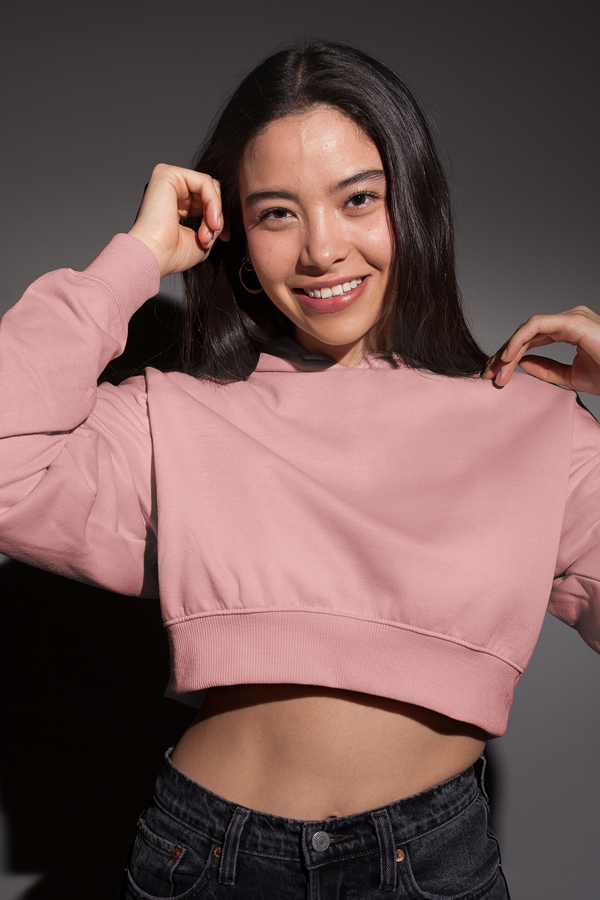 Drift Crop Hoodie : Rose Haze
