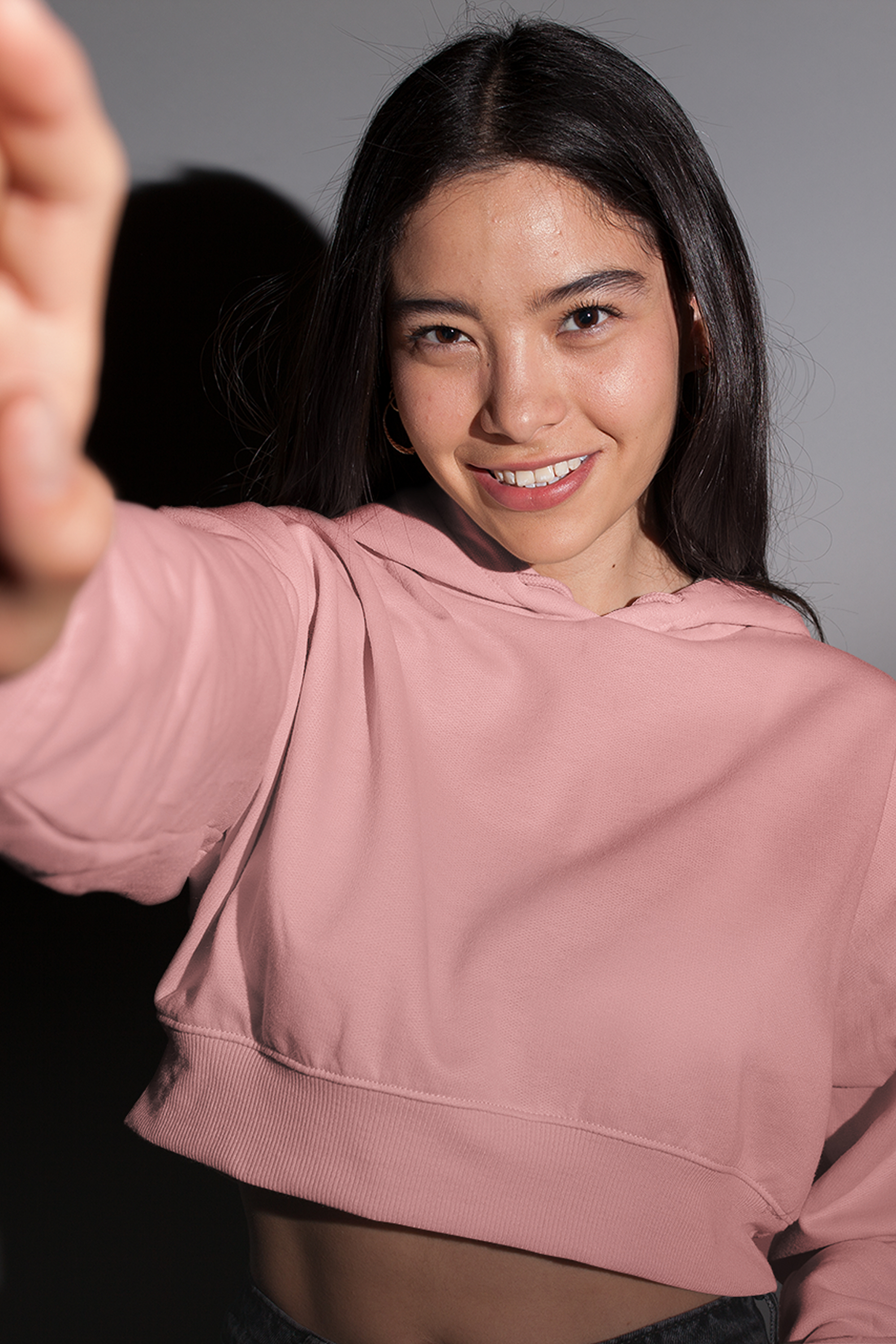 Drift Crop Hoodie : Rose Haze