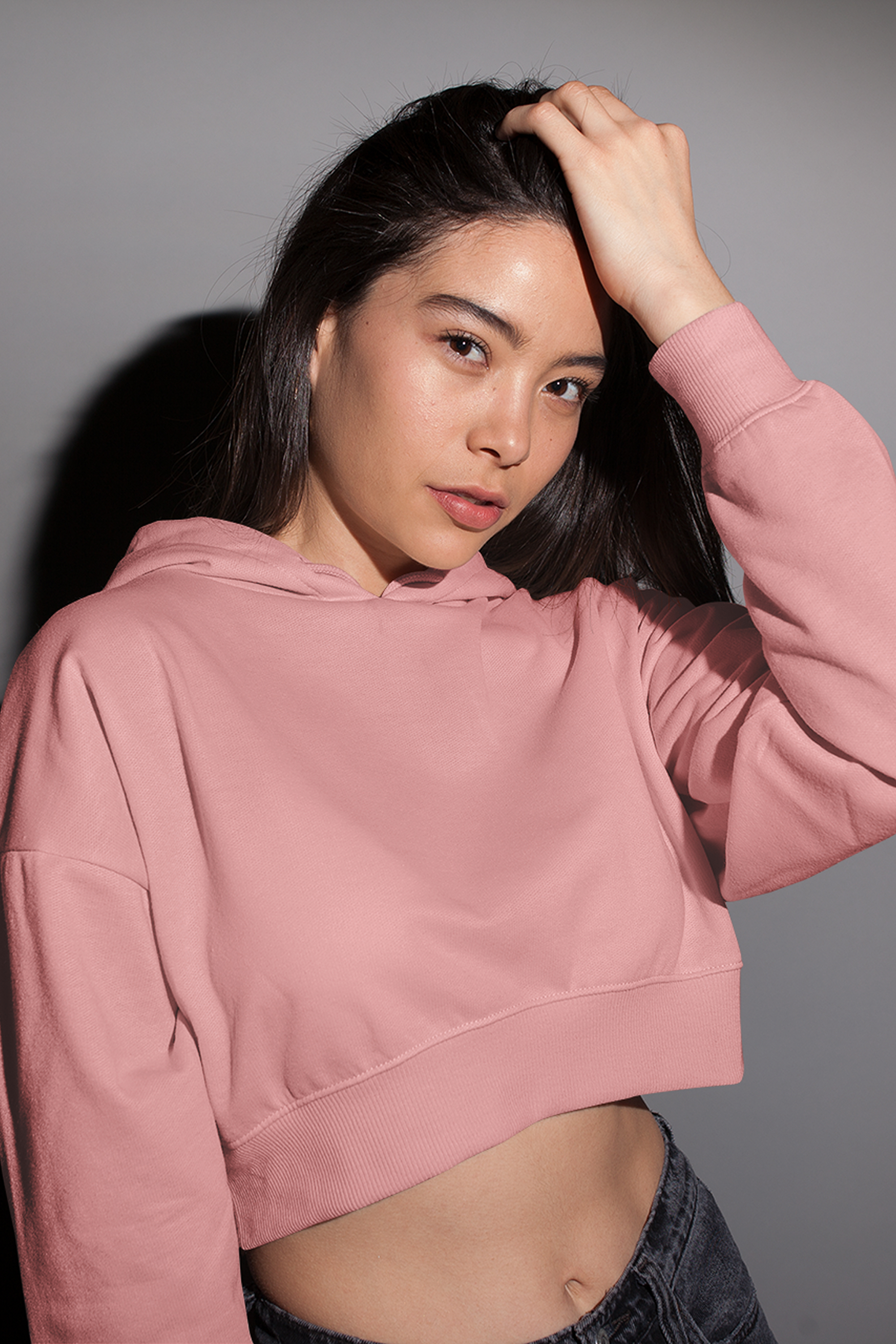 Drift Crop Hoodie : Rose Haze