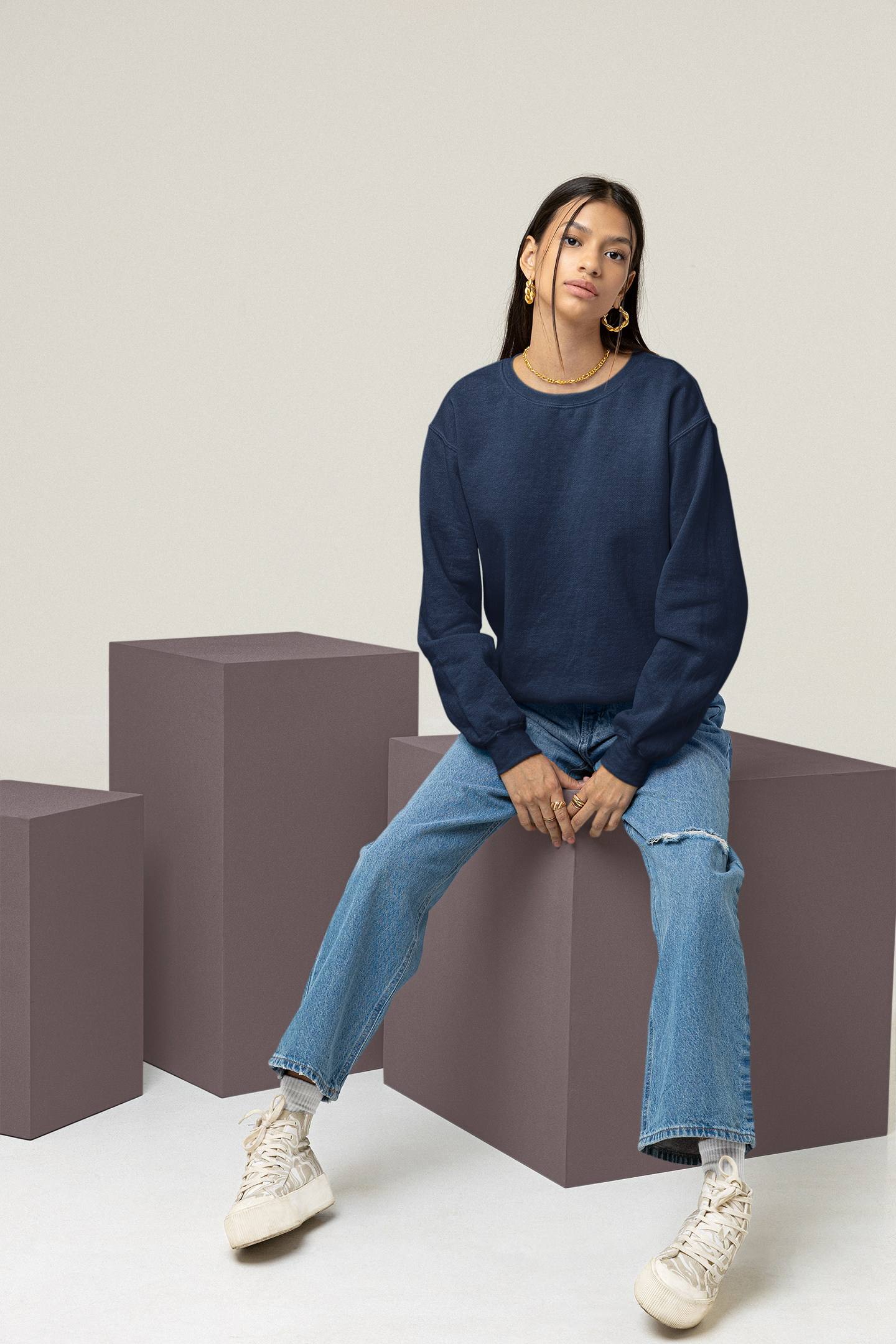 Ultra Heavy Drop Shoulder Crew : Ironblue