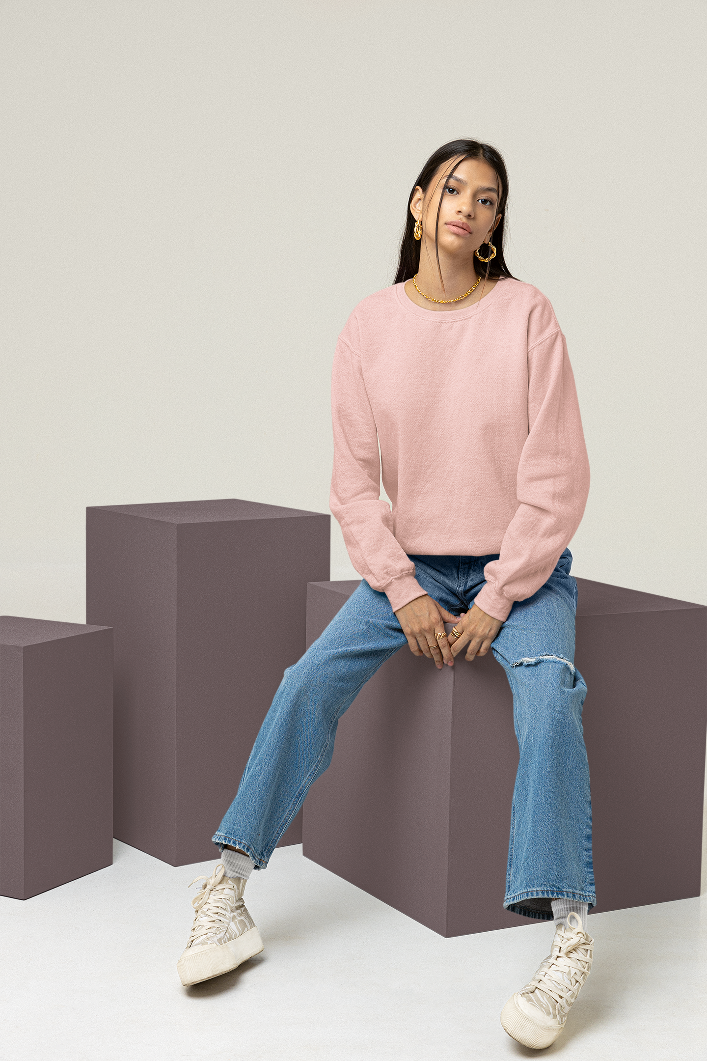 Ultra Heavy Drop Shoulder Crew : Dustrose